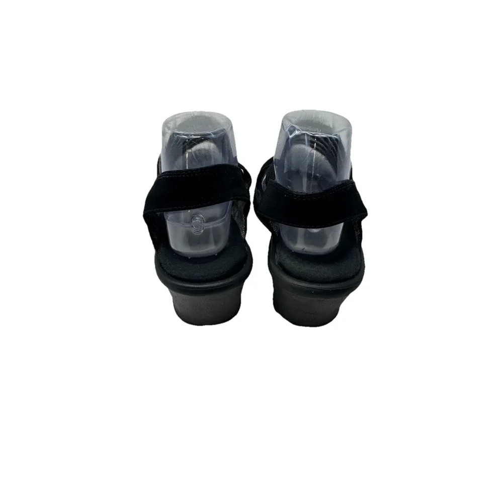 🔥Skechers 🖤Black Wedge Sandals Rumblers Strappy Lace Slip On Memory‎ Foam 11